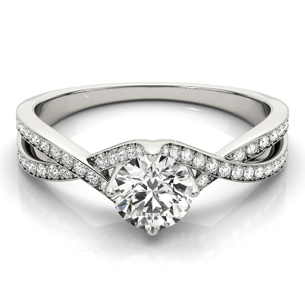 Double Row Twisted Shank Prong Engagement Rings
