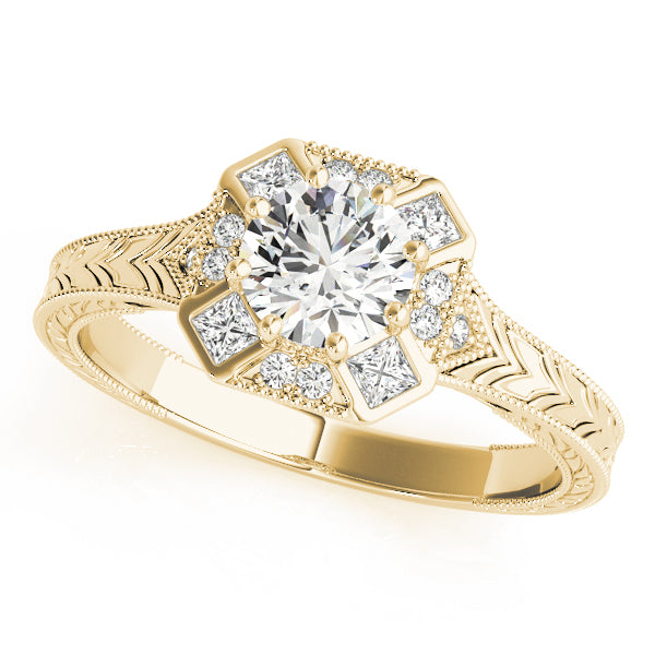 Vintage Style Halo Filigree Engagement Ring