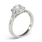 Vintage Style Halo Filigree Engagement Ring