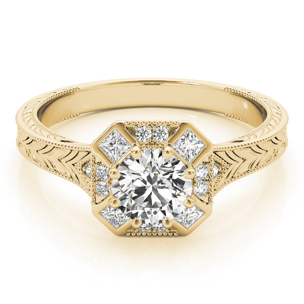 Vintage Style Halo Filigree Engagement Ring