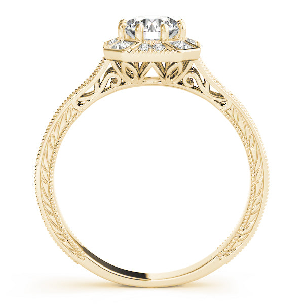 Vintage Style Halo Filigree Engagement Ring