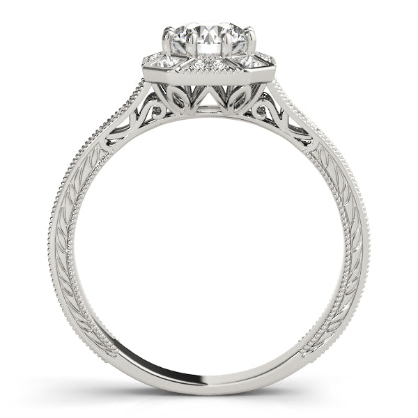 Vintage Style Halo Filigree Engagement Ring