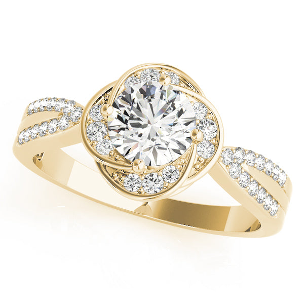 Multirow Twisted Halo Engagement Ring