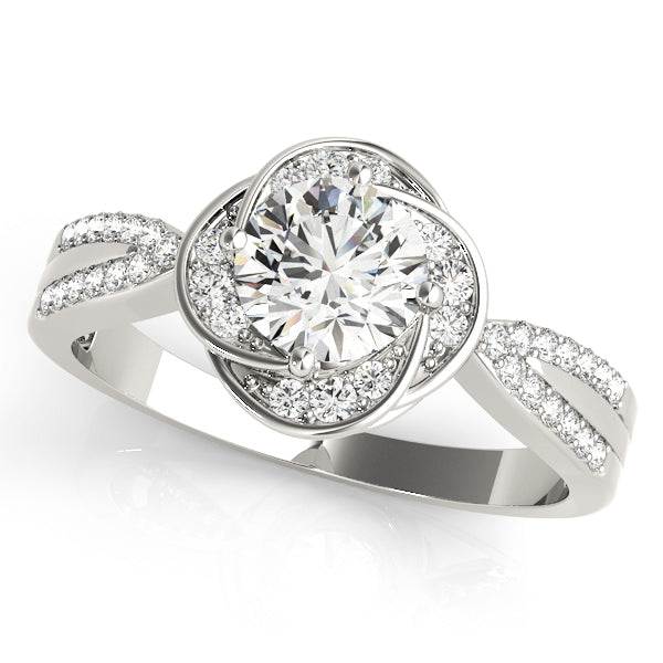 Multirow Twisted Halo Engagement Ring
