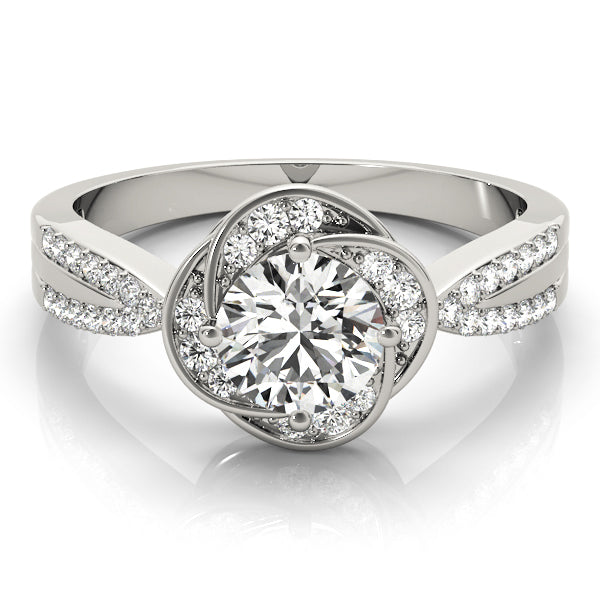 Multirow Twisted Halo Engagement Ring