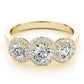 3-Stone Round Halo Engagement Ring