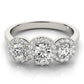 3-Stone Round Halo Engagement Ring