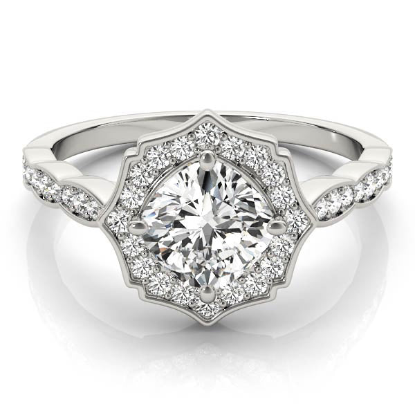 Scalloped Cushion Halo Ring