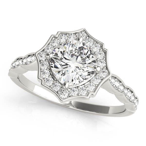 Scalloped Cushion Halo Ring