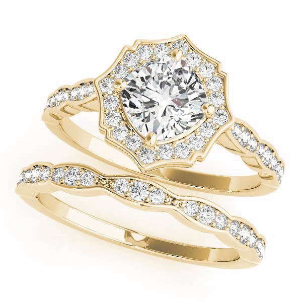 Scalloped Cushion Halo Ring