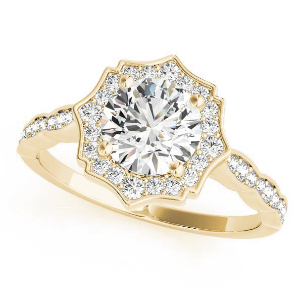 Scalloped Halo Single Row Engagement Rings