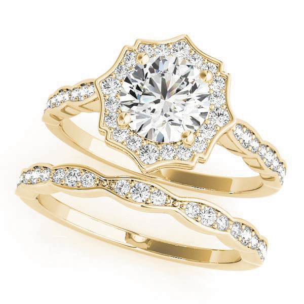 Scalloped Halo Single Row Engagement Rings