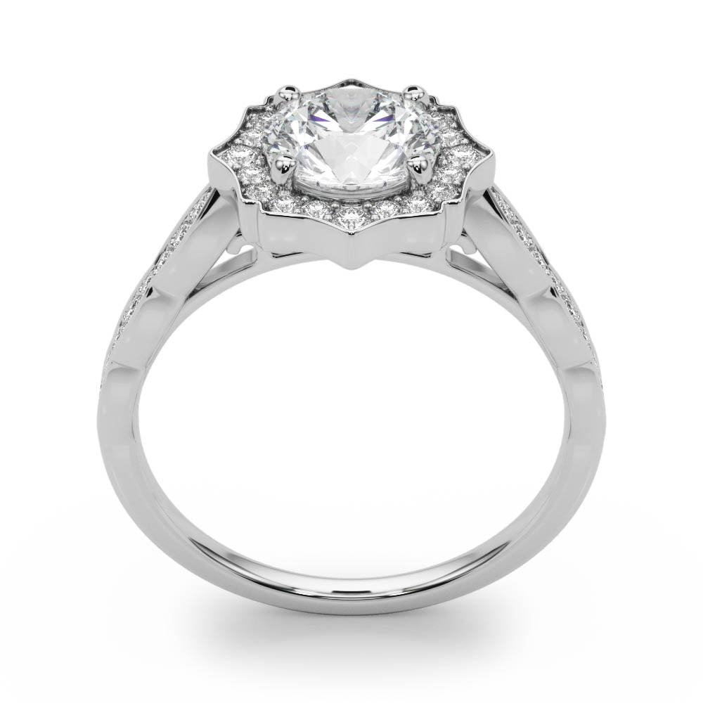 Scalloped Halo Single Row Engagement Rings