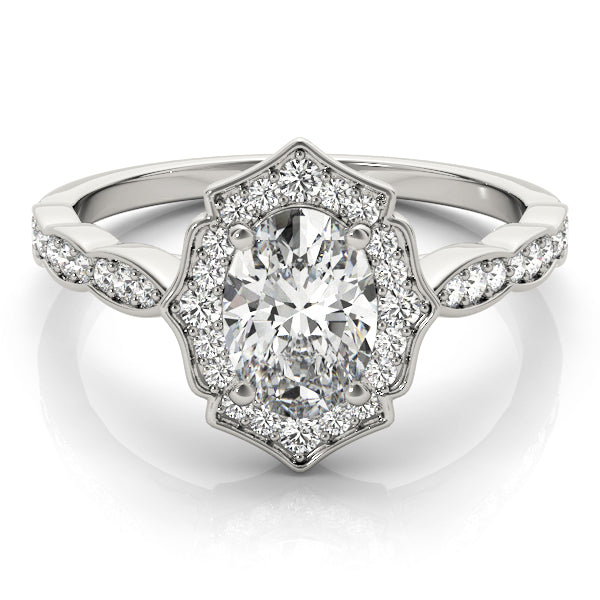Vintage-Inspired Scalloped Halo Engagement Ring