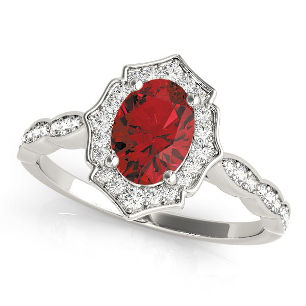 Vintage-Inspired Scalloped Halo Engagement Ring