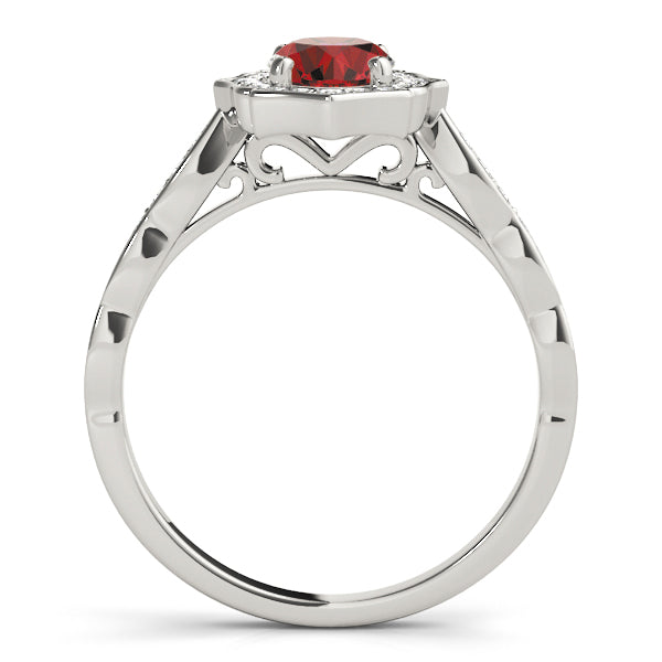 Vintage-Inspired Scalloped Halo Engagement Ring