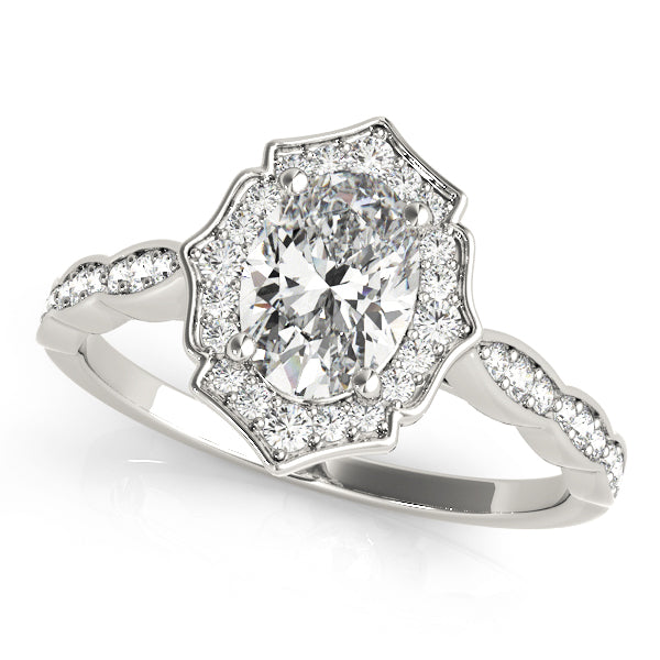Vintage-Inspired Scalloped Halo Engagement Ring