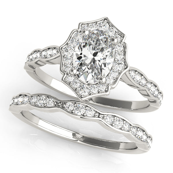 Vintage-Inspired Scalloped Halo Engagement Ring