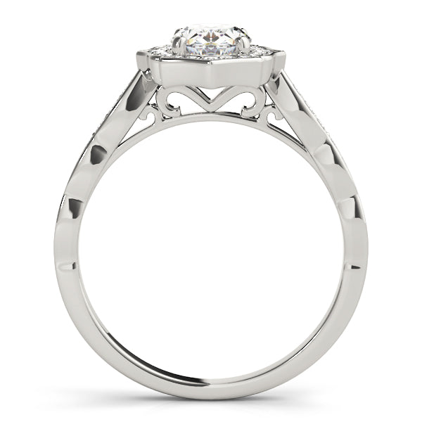 Vintage-Inspired Scalloped Halo Engagement Ring