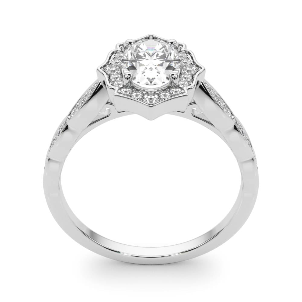 Vintage-Inspired Scalloped Halo Engagement Ring