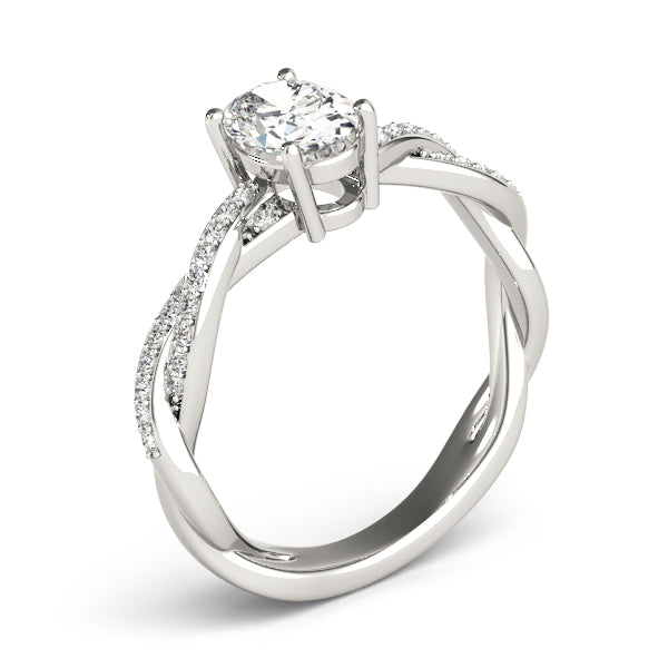 Double Row Twisted Shank Engagement Ring