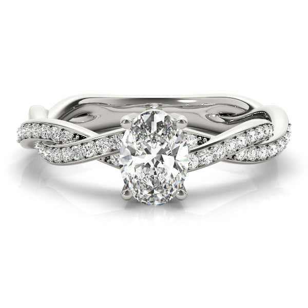 Double Row Twisted Shank Engagement Ring