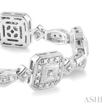 1/6 Ctw Square Shape Round Cut Diamond Bracelet in Sterling Silver