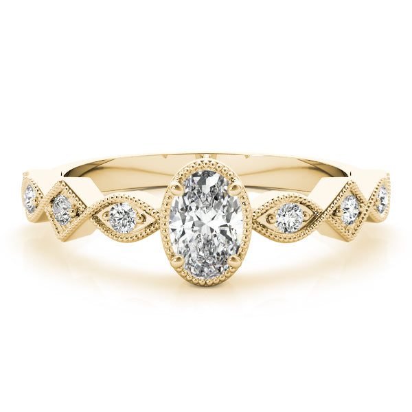 Vintage Single Row Milgrain Engagement Ring
