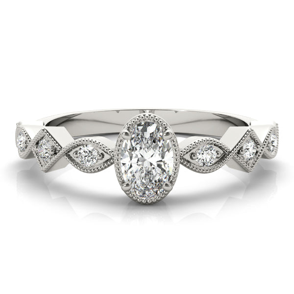 Vintage Single Row Milgrain Engagement Ring