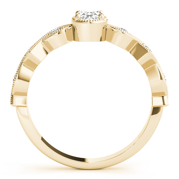 Vintage Single Row Milgrain Engagement Ring