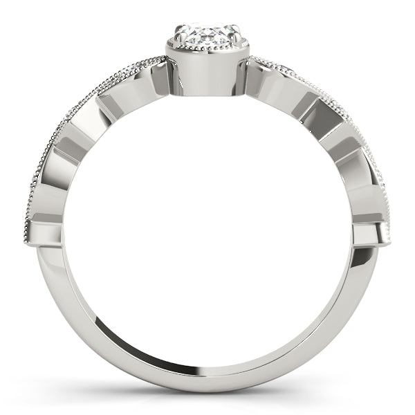 Vintage Single Row Milgrain Engagement Ring