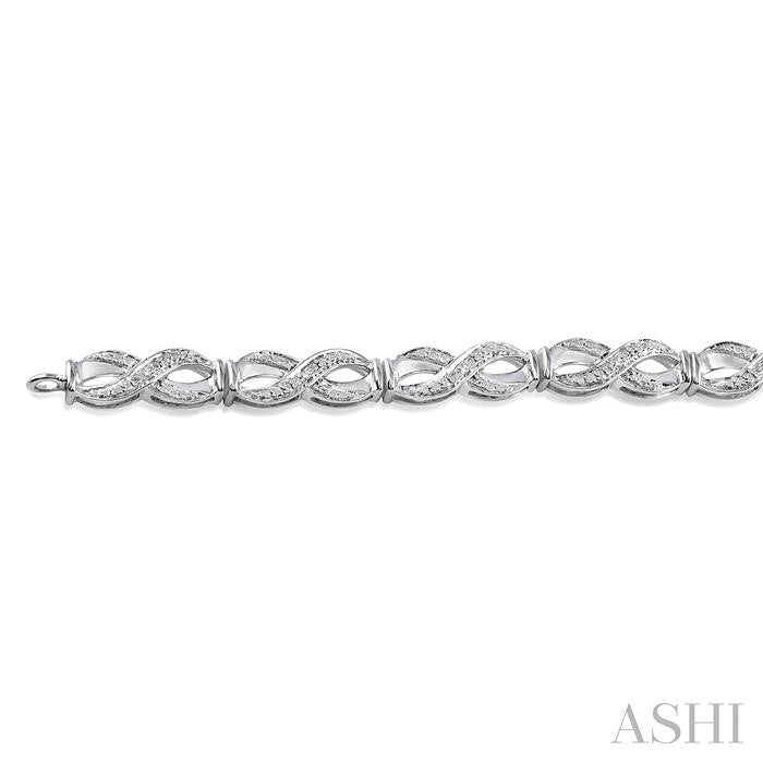 1/20 Ctw Swirl Shape Round Cut Diamond Bracelet in Sterling Silver