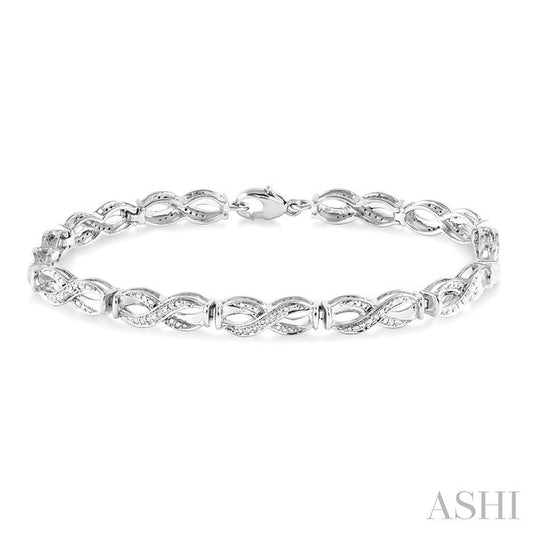 1/20 Ctw Swirl Shape Round Cut Diamond Bracelet in Sterling Silver