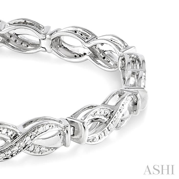 1/20 Ctw Swirl Shape Round Cut Diamond Bracelet in Sterling Silver