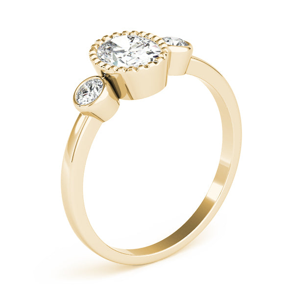 3-Stone Bezel Set Oval Engagement Ring