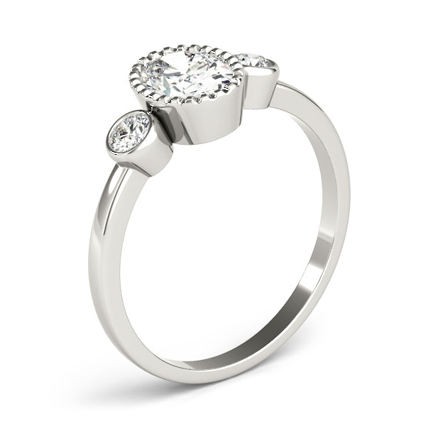 3-Stone Bezel Set Oval Engagement Ring