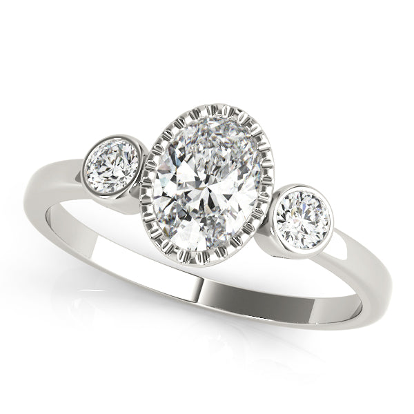 3-Stone Bezel Set Oval Engagement Ring