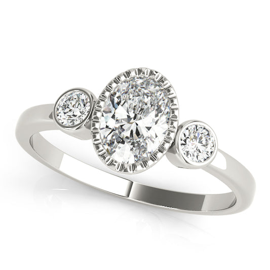 3-Stone Bezel Set Oval Engagement Ring