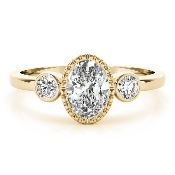 3-Stone Bezel Set Oval Engagement Ring