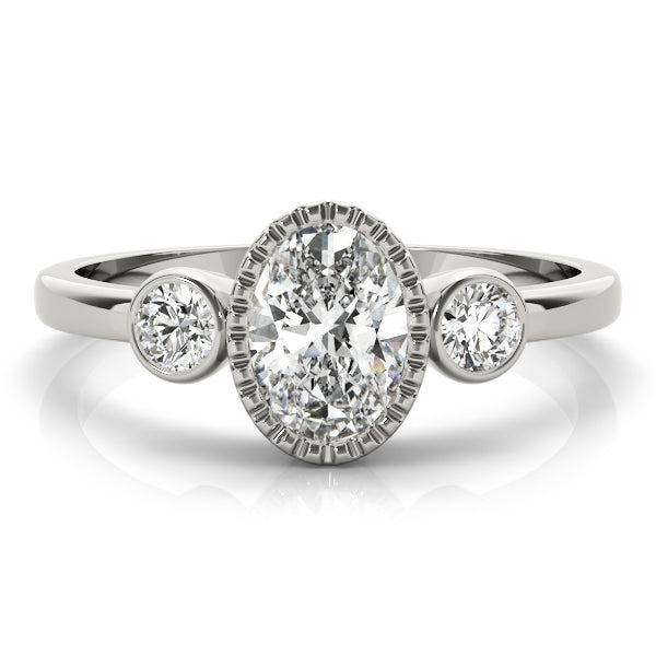 3-Stone Bezel Set Oval Engagement Ring