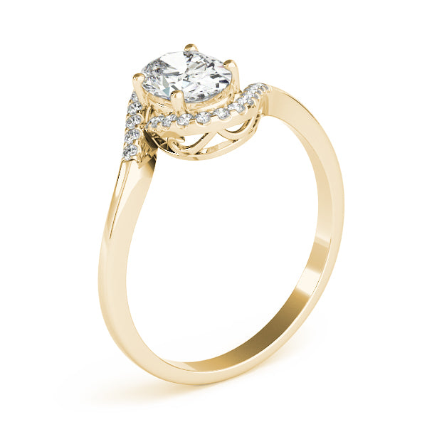 Bypass Oval Cut Halo Engagement Ring