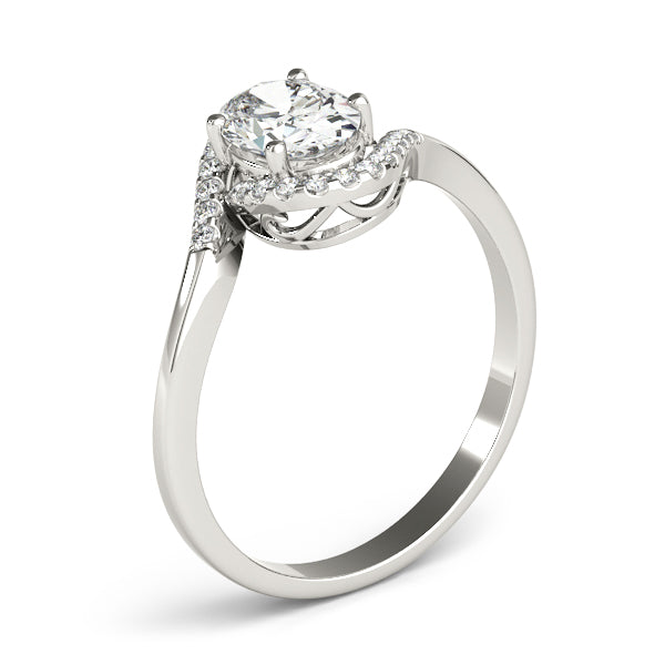 Bypass Oval Cut Halo Engagement Ring