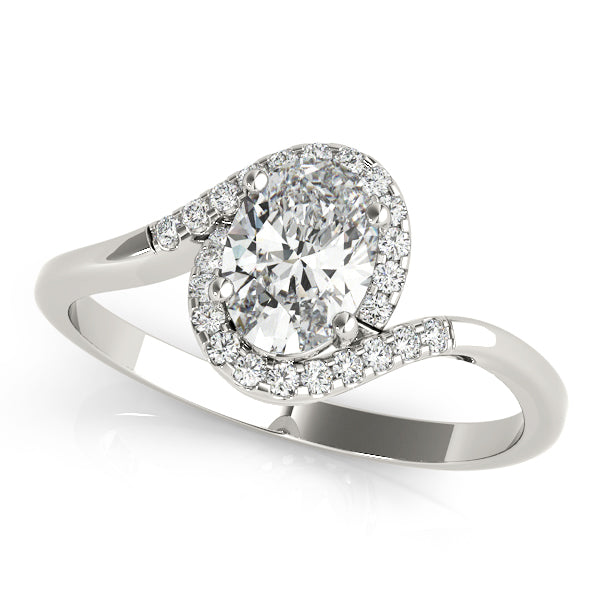 Bypass Oval Cut Halo Engagement Ring