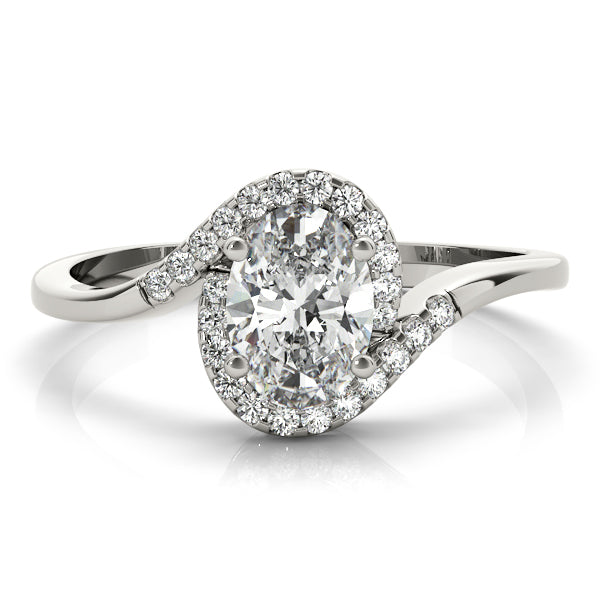 Bypass Oval Cut Halo Engagement Ring