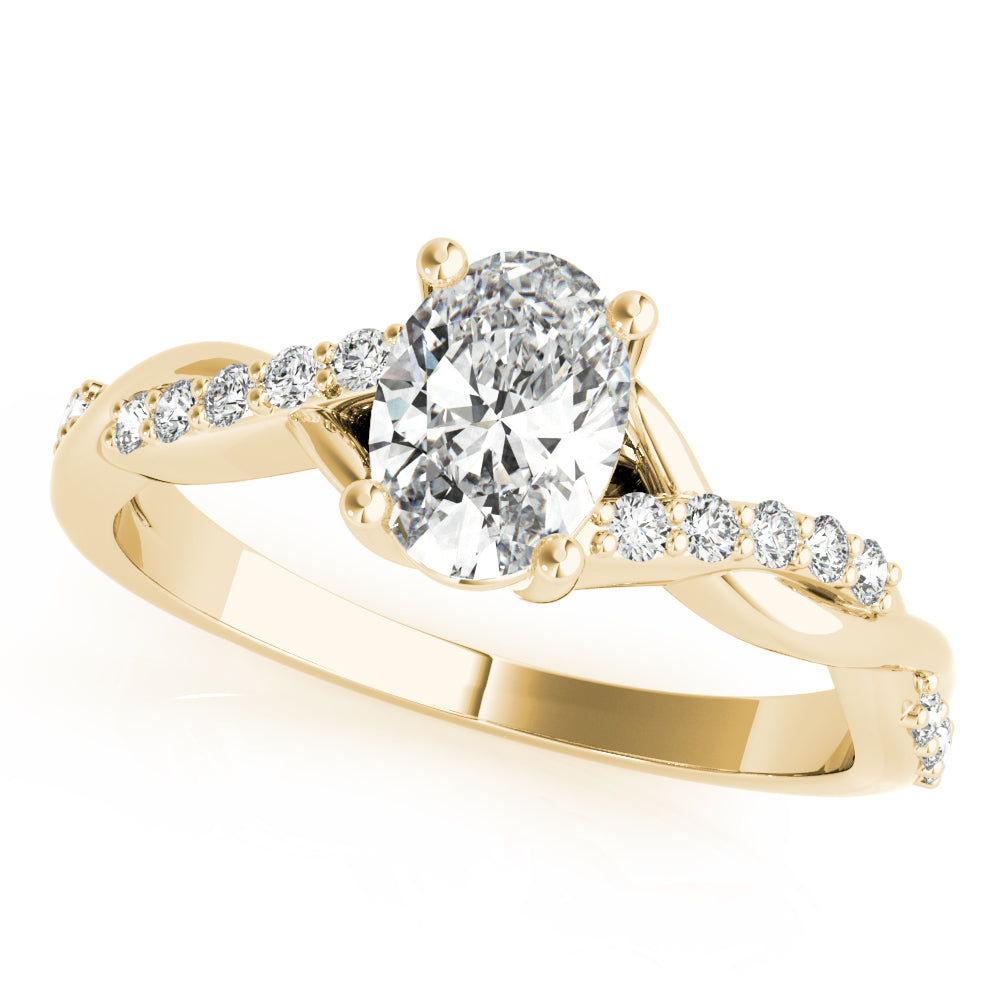 Oval Shape Twisted Shank Engagement Ring