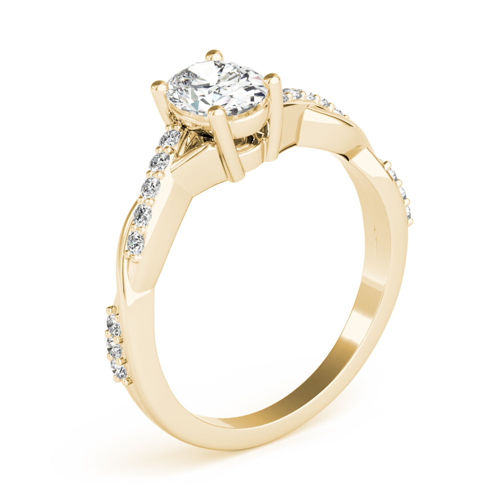 Oval Shape Twisted Shank Engagement Ring