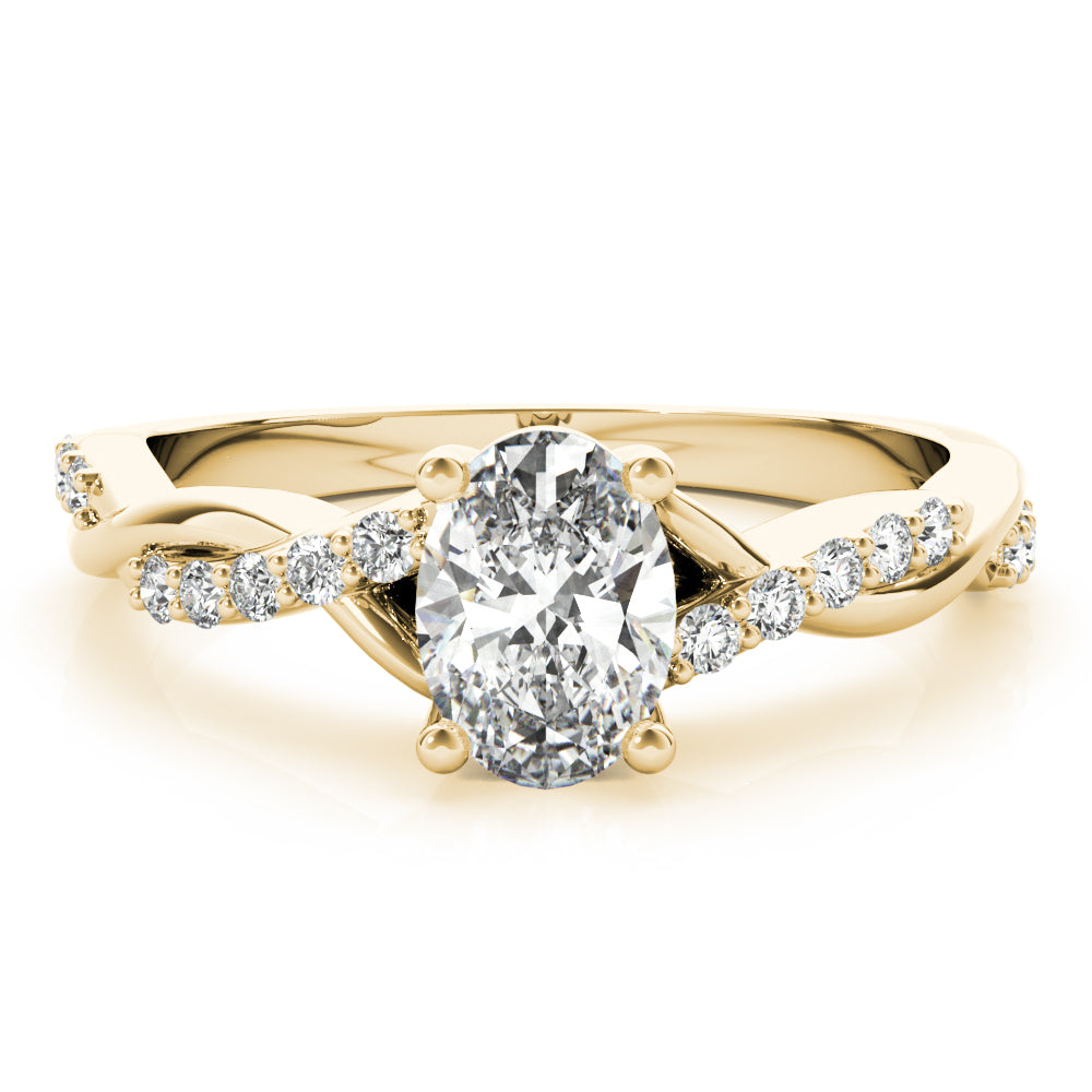 Oval Shape Twisted Shank Engagement Ring