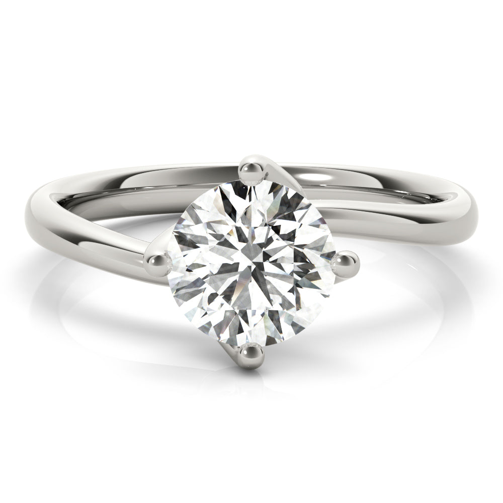 Bypass Solitaire Round Engagement Ring