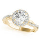 Single Row Twisted Shank Round Halo Engagement Ring