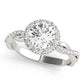Single Row Twisted Shank Round Halo Engagement Ring